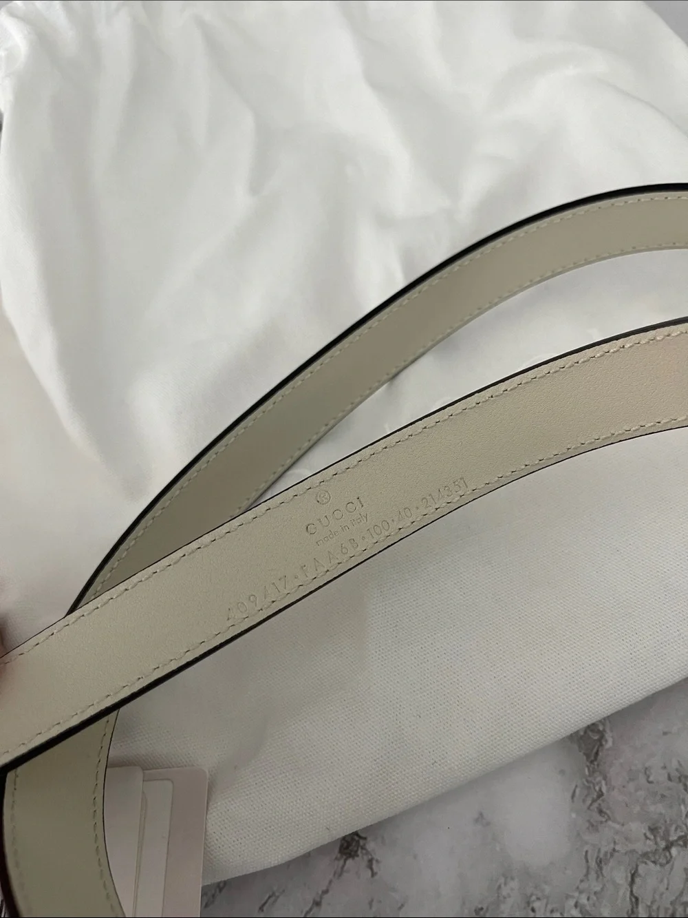 Gucci Beige GG Logo Leather Belt with Silver Double G Buckle